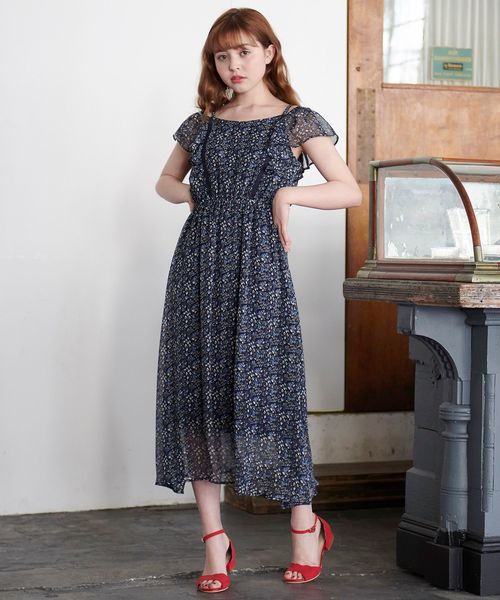 MAJESTIC LEGON（マジェスティックレゴン）の「2WAYショルダーフラワーワンピ（ワンピース・レディース・ホワイト系その他/グリーン系その他/ブルー系その他4・SMALL/MEDIUM）」の14枚目の写真