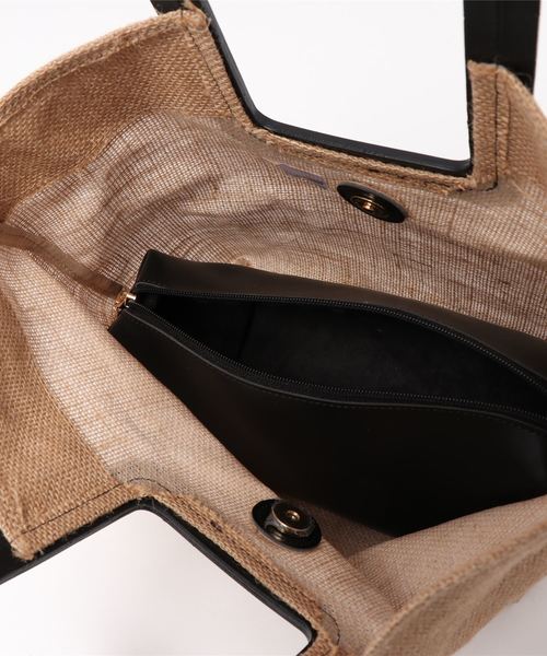 DouDou（ドゥドゥ）の「ポーチ付きカゴBAG（ショルダーバッグ・レディース・ホワイト/ブラウン/ブラック・FREE）」の6枚目の写真