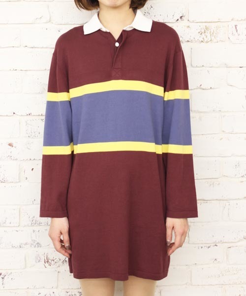 Kastane（カスタネ）の「【melple×Kastane】ラガーワンピース（ワンピース・レディース・ネイビー/バーガンディー・FREE）」の10枚目の写真