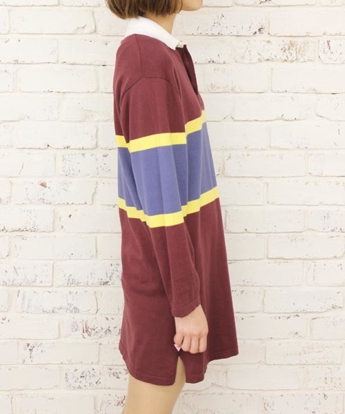 Kastane（カスタネ）の「【melple×Kastane】ラガーワンピース（ワンピース・レディース・ネイビー/バーガンディー・FREE）」の4枚目の写真