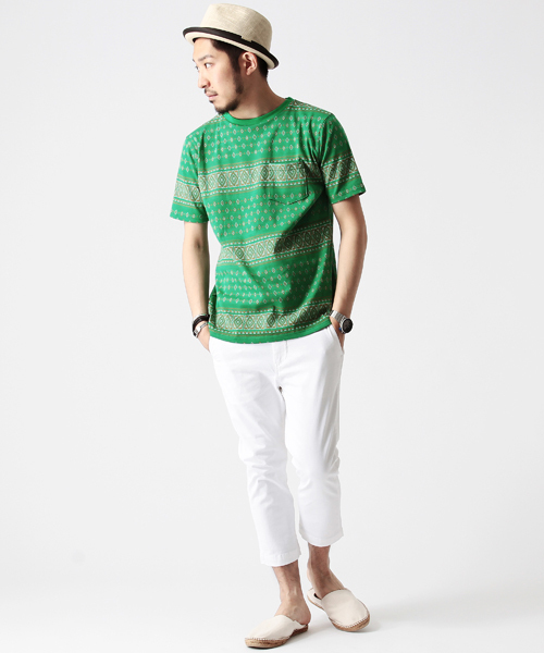 BEAMS（ビームス）の「○WASH'N'MADE×BEAMS / 別注 バンダナジャカード（Tシャツ/カットソー・メンズ・グレー/グリーン系その他/ネイビー・MEDIUM/LARGE/SMALL）」の12枚目の写真