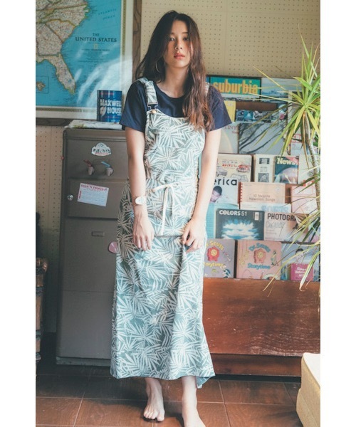 Ocean Pacific（オーシャンパシフィック）の「【OP オーピー】リーフリゾートロングワンピース/ボタニカルプリント リゾート ビーチ（ワンピース・レディース・ネイビー/カーキ/カラフル・MEDIUM/LARGE）」の7枚目の写真