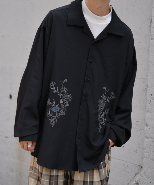 kutir(クティール)の「刺繍オープンカラーシャツ(シャツ/ブラウス・メンズ・ブラック/ダークブラウン/ライトパープル・MEDIUM/LARGE)」の7枚目の写真