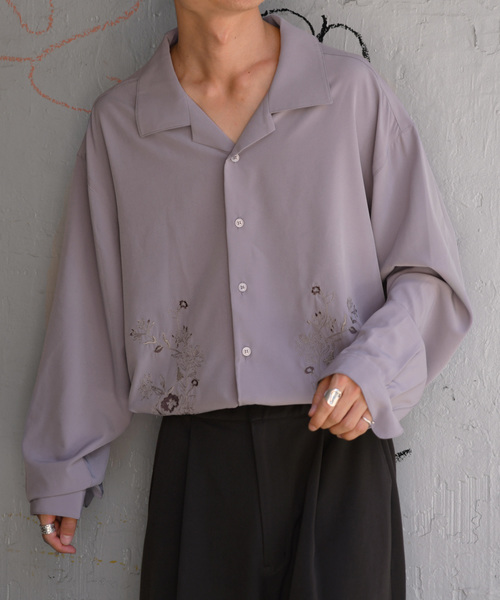 kutir(クティール)の「刺繍オープンカラーシャツ(シャツ/ブラウス・メンズ・ブラック/ダークブラウン/ライトパープル・MEDIUM/LARGE)」の18枚目の写真