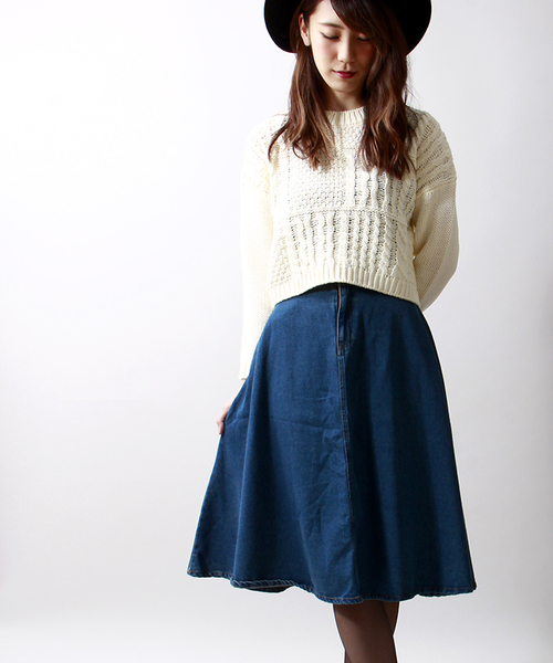 WEGO（ウィゴー）の「WEGO/デニムミディ丈スカート（デニムスカート・レディース・ネイビー/インディゴブルー・FREE）」の2枚目の写真