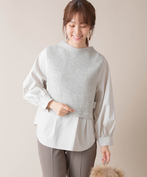 La SRIC（ラスリック）の「LaSRIC/前後2WAYドッキングプルオーバー（シャツ/ブラウス・レディース・グレー/ベージュ/オフホワイト・MEDIUM）」の3枚目の写真