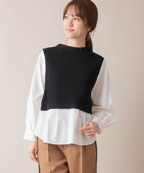 La SRIC（ラスリック）の「LaSRIC/前後2WAYドッキングプルオーバー（シャツ/ブラウス・レディース・グレー/ベージュ/オフホワイト・MEDIUM）」の2枚目の写真