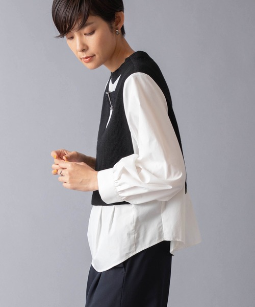 La SRIC（ラスリック）の「LaSRIC/前後2WAYドッキングプルオーバー（シャツ/ブラウス・レディース・グレー/ベージュ/オフホワイト・MEDIUM）」の15枚目の写真