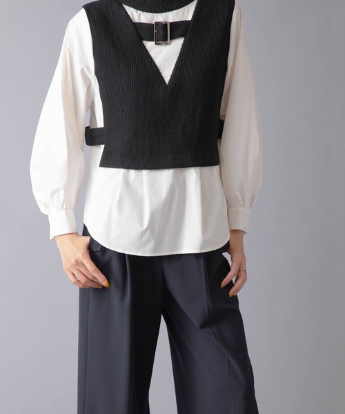 La SRIC（ラスリック）の「LaSRIC/前後2WAYドッキングプルオーバー（シャツ/ブラウス・レディース・グレー/ベージュ/オフホワイト・MEDIUM）」の13枚目の写真