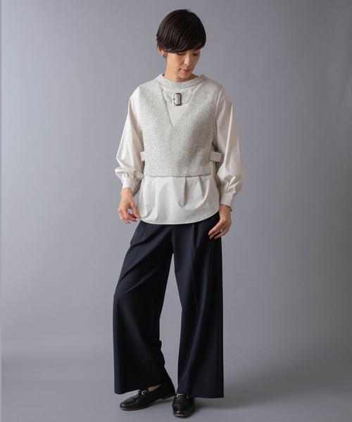 La SRIC（ラスリック）の「LaSRIC/前後2WAYドッキングプルオーバー（シャツ/ブラウス・レディース・グレー/ベージュ/オフホワイト・MEDIUM）」の5枚目の写真