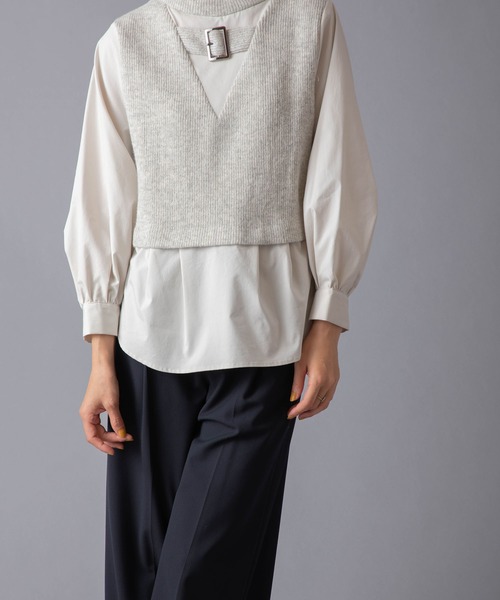 La SRIC（ラスリック）の「LaSRIC/前後2WAYドッキングプルオーバー（シャツ/ブラウス・レディース・グレー/ベージュ/オフホワイト・MEDIUM）」の8枚目の写真