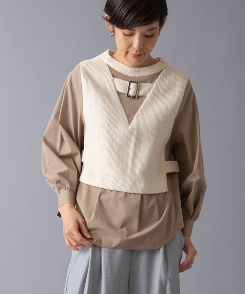 La SRIC（ラスリック）の「LaSRIC/前後2WAYドッキングプルオーバー（シャツ/ブラウス・レディース・グレー/ベージュ/オフホワイト・MEDIUM）」の17枚目の写真
