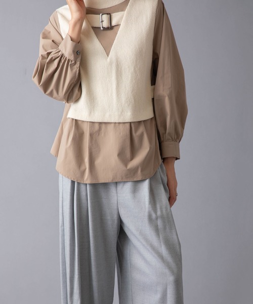 La SRIC（ラスリック）の「LaSRIC/前後2WAYドッキングプルオーバー（シャツ/ブラウス・レディース・グレー/ベージュ/オフホワイト・MEDIUM）」の16枚目の写真