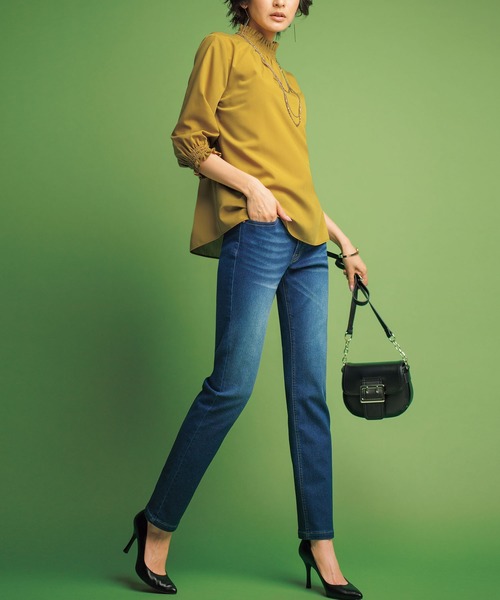 BELLUNA PLUS(ベルーナ)の「ふんわり裏起毛ストレッチジーンズ股下73cm(デニムパンツ・レディース・ブラック系その他/ブルー/インディゴブルー/ブラック/グレー/ダークインディゴブルー・SMALL/X-LARGE/LARGE/MEDIUM)」の14枚目の写真