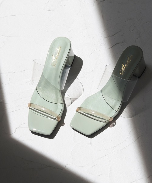 SESTO（セスト）の「クリアPVCの変形チャンキーヒールスクエアトゥサンダル（サンダル・レディース・ブラック/グレイッシュベージュ/ブラウン/ミント/アイボリー/パイソン・M/L/3L/S/LL）」の15枚目の写真