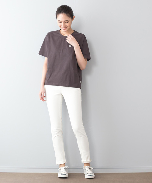 CONVERSE(コンバース)の「【CONVERSE/コンバース】ロゴワッペン ドロップショルダーTシャツ ビッグシルエット(Tシャツ/カットソー・レディース・スミクロ/ブラック/ホワイト・LARGE/MEDIUM)」の14枚目の写真