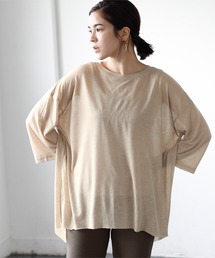バックハイスリットシアーカットソーTシャツ