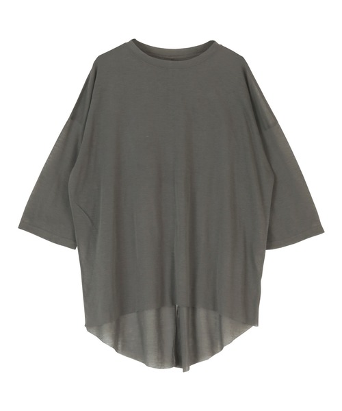 titivate(ティティベイト)の「バックハイスリットシアーカットソーTシャツ(Tシャツ/カットソー・レディース・アイボリー/チャコール/ダークオレンジ/ベージュ・FREE)」の2枚目の写真
