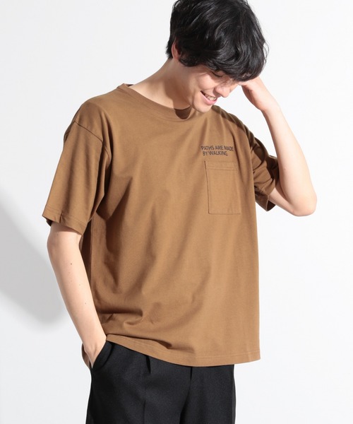 LAKOLE（ラコレ）の「レタリングポケットTシャツ / LAKOLE（Tシャツ/カットソー・メンズ・ホワイト/ブラック/ブラウン/ベージュ/ライトグリーン・MEDIUM/LARGE）」の4枚目の写真