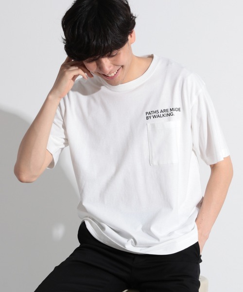 LAKOLE（ラコレ）の「レタリングポケットTシャツ / LAKOLE（Tシャツ/カットソー・メンズ・ホワイト/ブラック/ブラウン/ベージュ/ライトグリーン・MEDIUM/LARGE）」の2枚目の写真