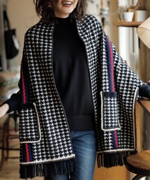 ポケット付ニットポンチョ