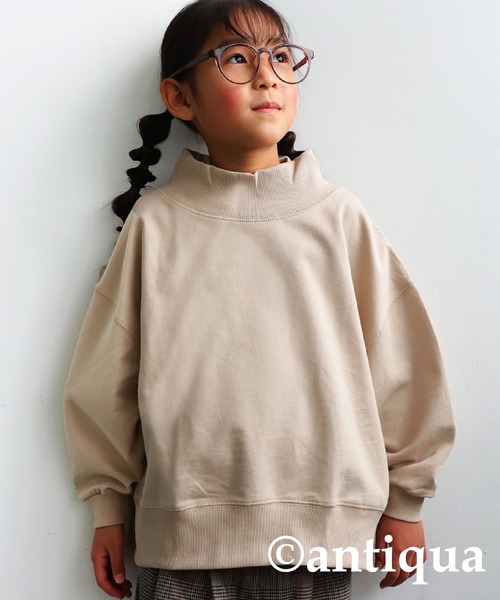 antiqua（アンティカ）の「ハイネックリブトップス（Tシャツ/カットソー・キッズ・チョコ/ブラウン系その他/ナチュラル/グリーン系その他/ブルー系その他/ピンク系その他/パープル/ブラック・2/4/3/5）」の5枚目の写真