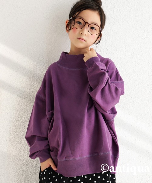 antiqua（アンティカ）の「ハイネックリブトップス（Tシャツ/カットソー・キッズ・チョコ/ブラウン系その他/ナチュラル/グリーン系その他/ブルー系その他/ピンク系その他/パープル/ブラック・2/4/3/5）」の7枚目の写真