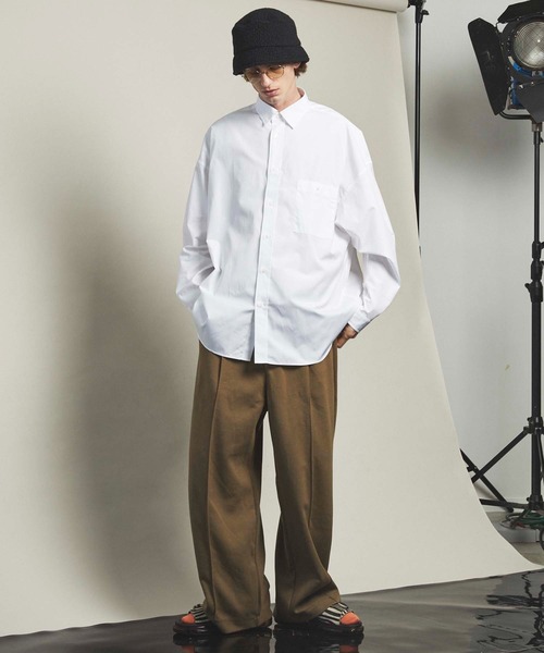 MAISON SPECIAL（メゾンスペシャル）の「《ユニセックスアイテム》マルチファブリックプライムオーバーシャツ 【MAISON SPECIAL/メゾンスペシャル】（シャツ/ブラウス・メンズ・ベージュ/オフホワイト/ブルー/モスグリーン/グリーン/ネイビー/パープル/ブラウン・1/0/2）」の10枚目の写真