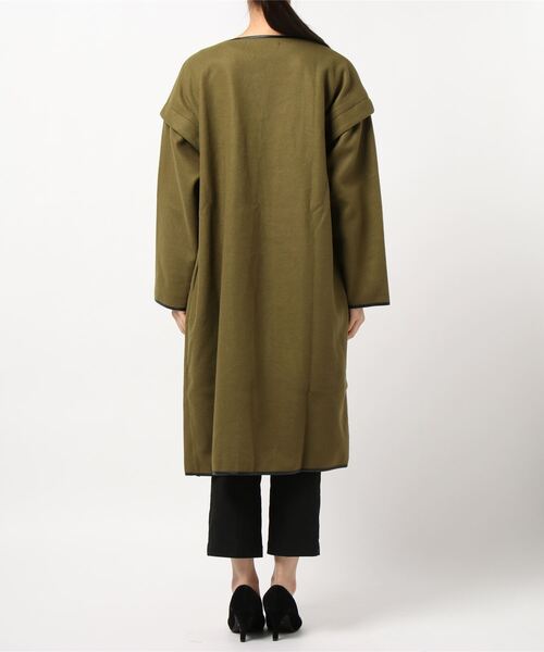 KOBE LETTUCE（コウベレタス）の「パイピングノーカラーコート（ダウンジャケット/コート・レディース・モカ/チャコール/グリーン系その他/アイボリー・FREE）」の6枚目の写真