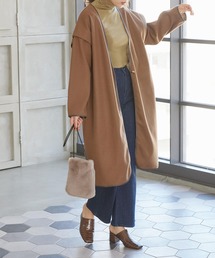 パイピングノーカラーコート