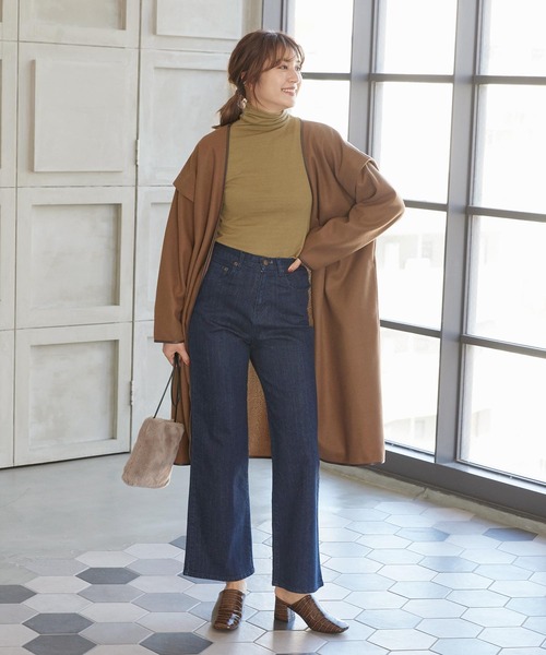 KOBE LETTUCE（コウベレタス）の「パイピングノーカラーコート（ダウンジャケット/コート・レディース・モカ/チャコール/グリーン系その他/アイボリー・FREE）」の9枚目の写真