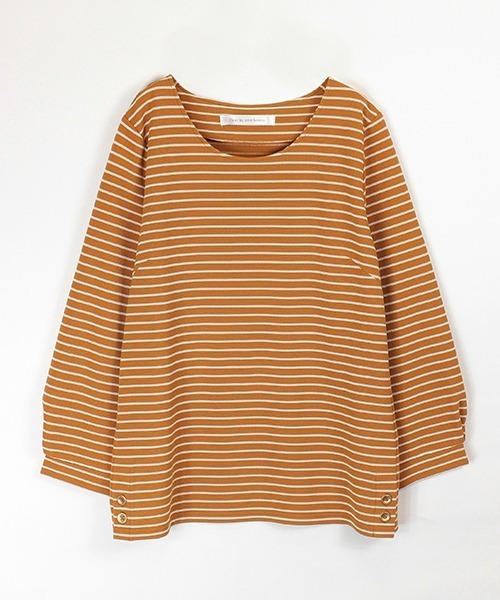 fleur by mint breeze（フルールバイミントブリーズ）の「【大きいサイズ】リップルボーダープルオーバー（Tシャツ/カットソー・レディース・ネイビー/キャメル・L/LL）」の6枚目の写真