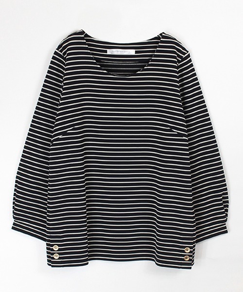 fleur by mint breeze（フルールバイミントブリーズ）の「【大きいサイズ】リップルボーダープルオーバー（Tシャツ/カットソー・レディース・ネイビー/キャメル・L/LL）」の5枚目の写真