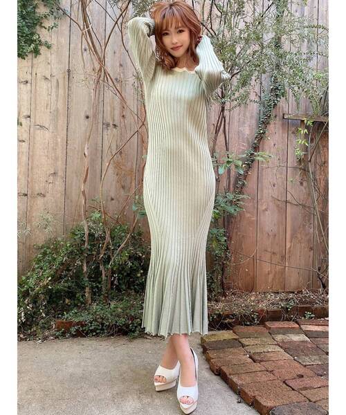 RESEXXY（リゼクシー）の「バッククロスニットワンピース（ワンピース・レディース・ブラック/ミント/ベージュ・FREE）」の11枚目の写真