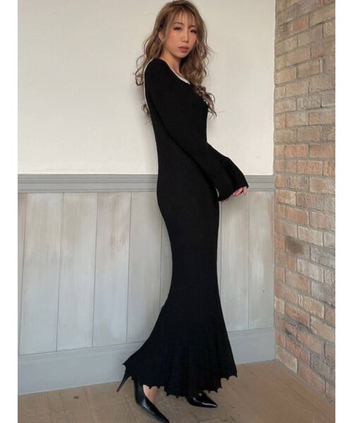 RESEXXY（リゼクシー）の「バッククロスニットワンピース（ワンピース・レディース・ブラック/ミント/ベージュ・FREE）」の15枚目の写真