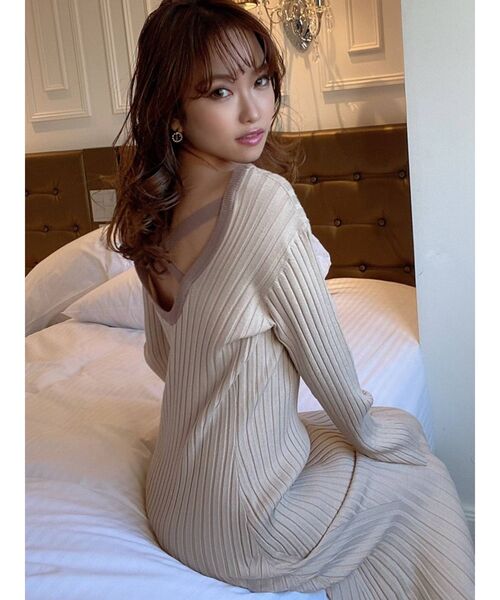 RESEXXY（リゼクシー）の「バッククロスニットワンピース（ワンピース・レディース・ブラック/ミント/ベージュ・FREE）」の20枚目の写真