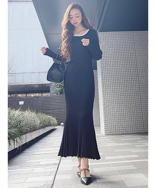 RESEXXY（リゼクシー）の「バッククロスニットワンピース（ワンピース・レディース・ブラック/ミント/ベージュ・FREE）」の21枚目の写真