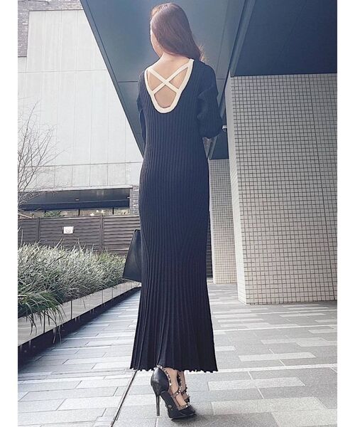 RESEXXY（リゼクシー）の「バッククロスニットワンピース（ワンピース・レディース・ブラック/ミント/ベージュ・FREE）」の22枚目の写真