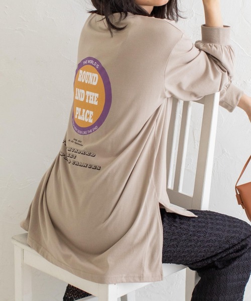 Mysa&Liina（ミーサリーナ）の「プリント入りBIGロンT（Tシャツ/カットソー・レディース・ブルー/チャコールグレー/ベージュ/オフホワイト・M）」の2枚目の写真