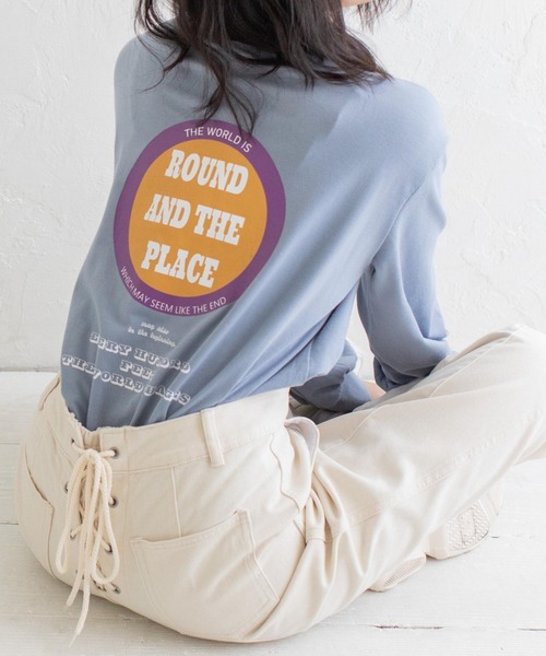 Mysa&Liina（ミーサリーナ）の「プリント入りBIGロンT（Tシャツ/カットソー・レディース・ブルー/チャコールグレー/ベージュ/オフホワイト・M）」の4枚目の写真