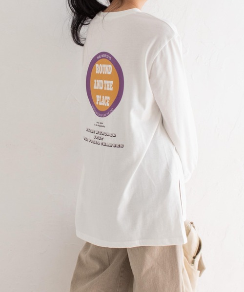 Mysa&Liina（ミーサリーナ）の「プリント入りBIGロンT（Tシャツ/カットソー・レディース・ブルー/チャコールグレー/ベージュ/オフホワイト・M）」の7枚目の写真