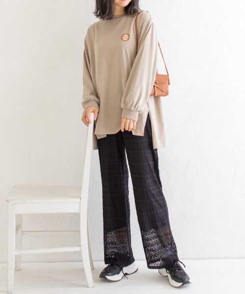 Mysa&Liina（ミーサリーナ）の「プリント入りBIGロンT（Tシャツ/カットソー・レディース・ブルー/チャコールグレー/ベージュ/オフホワイト・M）」の18枚目の写真