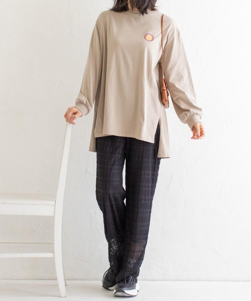 Mysa&Liina（ミーサリーナ）の「プリント入りBIGロンT（Tシャツ/カットソー・レディース・ブルー/チャコールグレー/ベージュ/オフホワイト・M）」の19枚目の写真