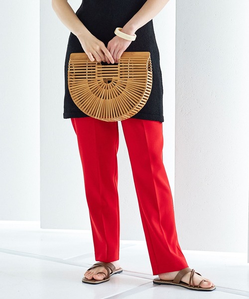 KOBE LETTUCE（コウベレタス）の「ノーマルorパール付き　前開きバックゴムベーシックテーパードパンツ（スラックス・レディース・ブルー/グリーン系その他/ホワイト系その他/ブラック/ピンク系その他/ピンク/オレンジ系その他/モカ/グリーン系その他2/レッド/ライトブルー/ネイビー/ブラウン系その他/ホワイト系その他2/ブラック系その他・M/S/XS/S2/XS2/M2）」の14枚目の写真