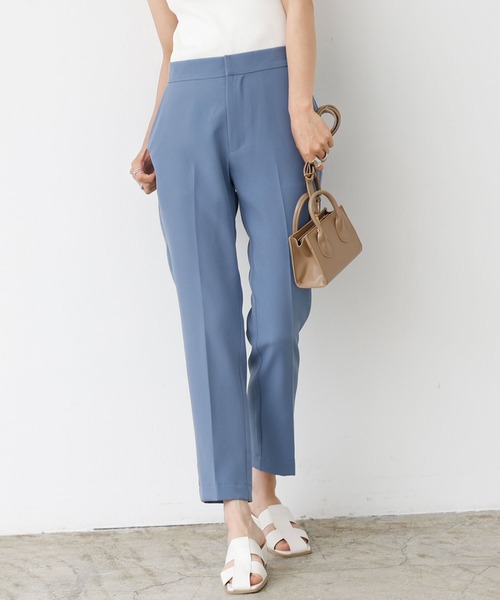 KOBE LETTUCE（コウベレタス）の「ノーマルorパール付き　前開きバックゴムベーシックテーパードパンツ（スラックス・レディース・ブルー/グリーン系その他/ホワイト系その他/ブラック/ピンク系その他/ピンク/オレンジ系その他/モカ/グリーン系その他2/レッド/ライトブルー/ネイビー/ブラウン系その他/ホワイト系その他2/ブラック系その他・M/S/XS/S2/XS2/M2）」の10枚目の写真