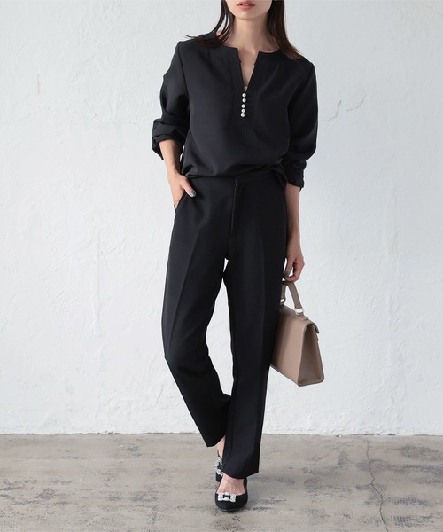 KOBE LETTUCE（コウベレタス）の「ノーマルorパール付き　前開きバックゴムベーシックテーパードパンツ（スラックス・レディース・ブルー/グリーン系その他/ホワイト系その他/ブラック/ピンク系その他/ピンク/オレンジ系その他/モカ/グリーン系その他2/レッド/ライトブルー/ネイビー/ブラウン系その他/ホワイト系その他2/ブラック系その他・M/S/XS/S2/XS2/M2）」の21枚目の写真