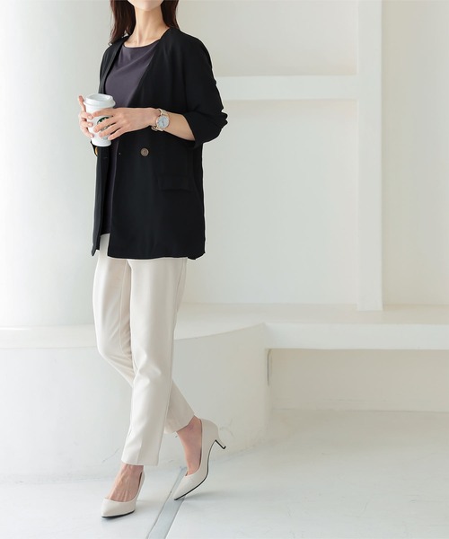 KOBE LETTUCE（コウベレタス）の「ノーマルorパール付き　前開きバックゴムベーシックテーパードパンツ（スラックス・レディース・ブルー/グリーン系その他/ホワイト系その他/ブラック/ピンク系その他/ピンク/オレンジ系その他/モカ/グリーン系その他2/レッド/ライトブルー/ネイビー/ブラウン系その他/ホワイト系その他2/ブラック系その他・M/S/XS/S2/XS2/M2）」の16枚目の写真