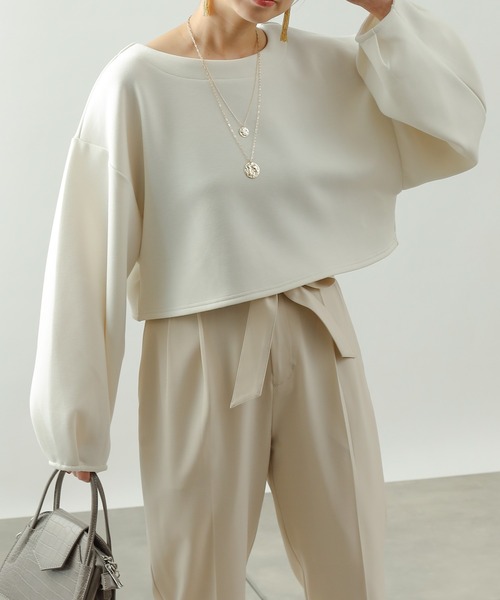 COLONY 2139（コロニートゥーワンスリーナイン）の「エアリーダンボールショート丈プルオーバー（Tシャツ/カットソー・レディース・ミント/ブラック/オフホワイト・FREE）」の4枚目の写真