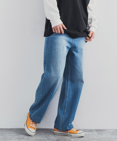 Rocky Monroe(ロッキーモンロー)の「ライトオンス ハイライズワイドデニムパンツ(デニムパンツ・メンズ・ブラック/インディゴブルー/ワンウォッシュ/キナリ・S/M/L)」の1枚目の写真