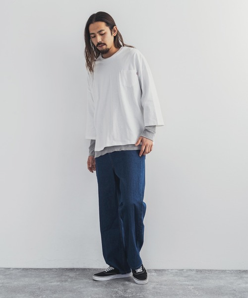 Rocky Monroe(ロッキーモンロー)の「ライトオンス ハイライズワイドデニムパンツ(デニムパンツ・メンズ・ブラック/インディゴブルー/ワンウォッシュ/キナリ・S/M/L)」の20枚目の写真